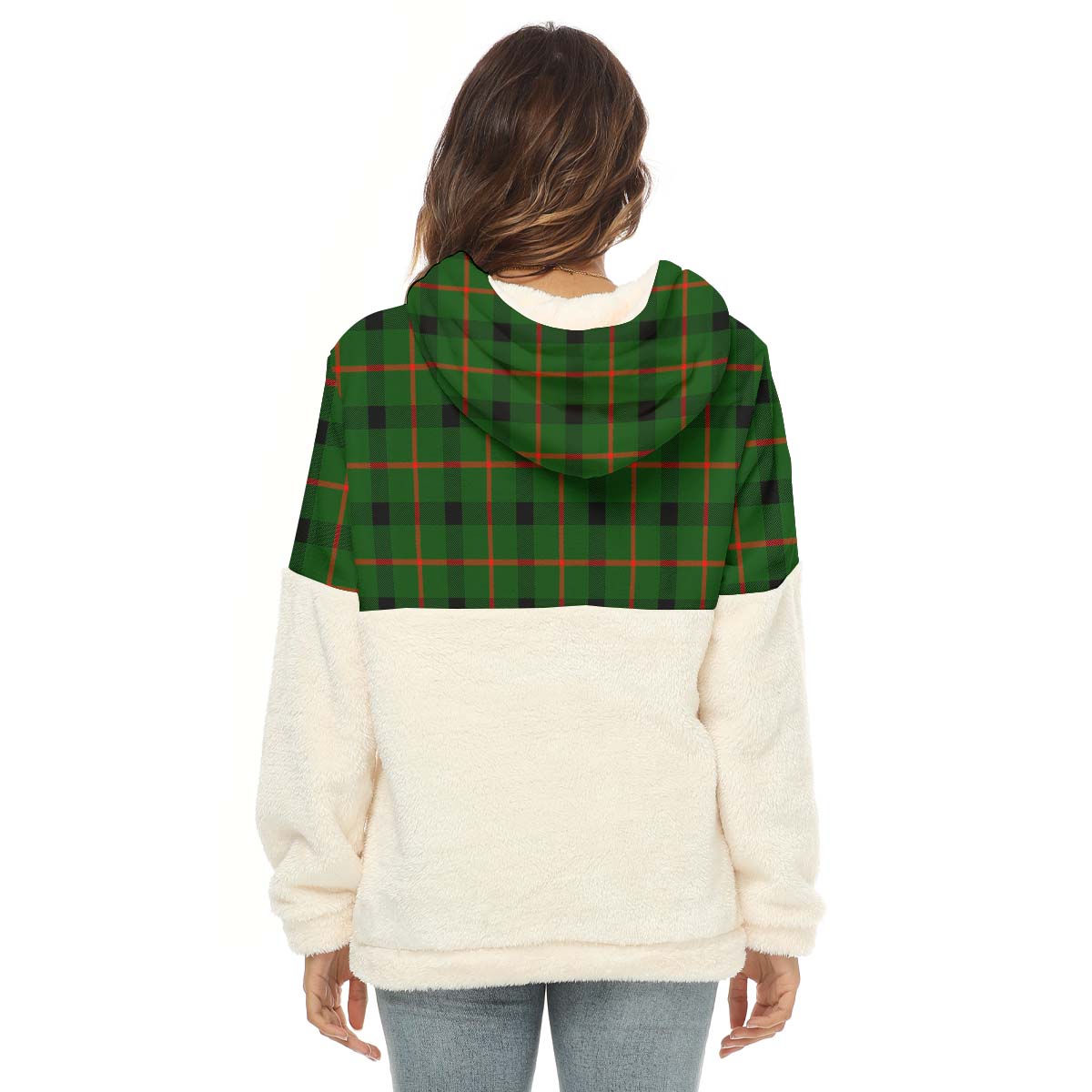 Kincaid Modern Tartan Women's Borg Fleece Hoodie With Half Zip with Family Crest - Tartan Vibes Clothing