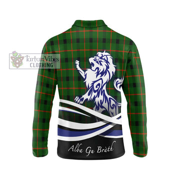 Kincaid Modern Tartan Long Sleeve Polo Shirt with Alba Gu Brath Regal Lion Emblem