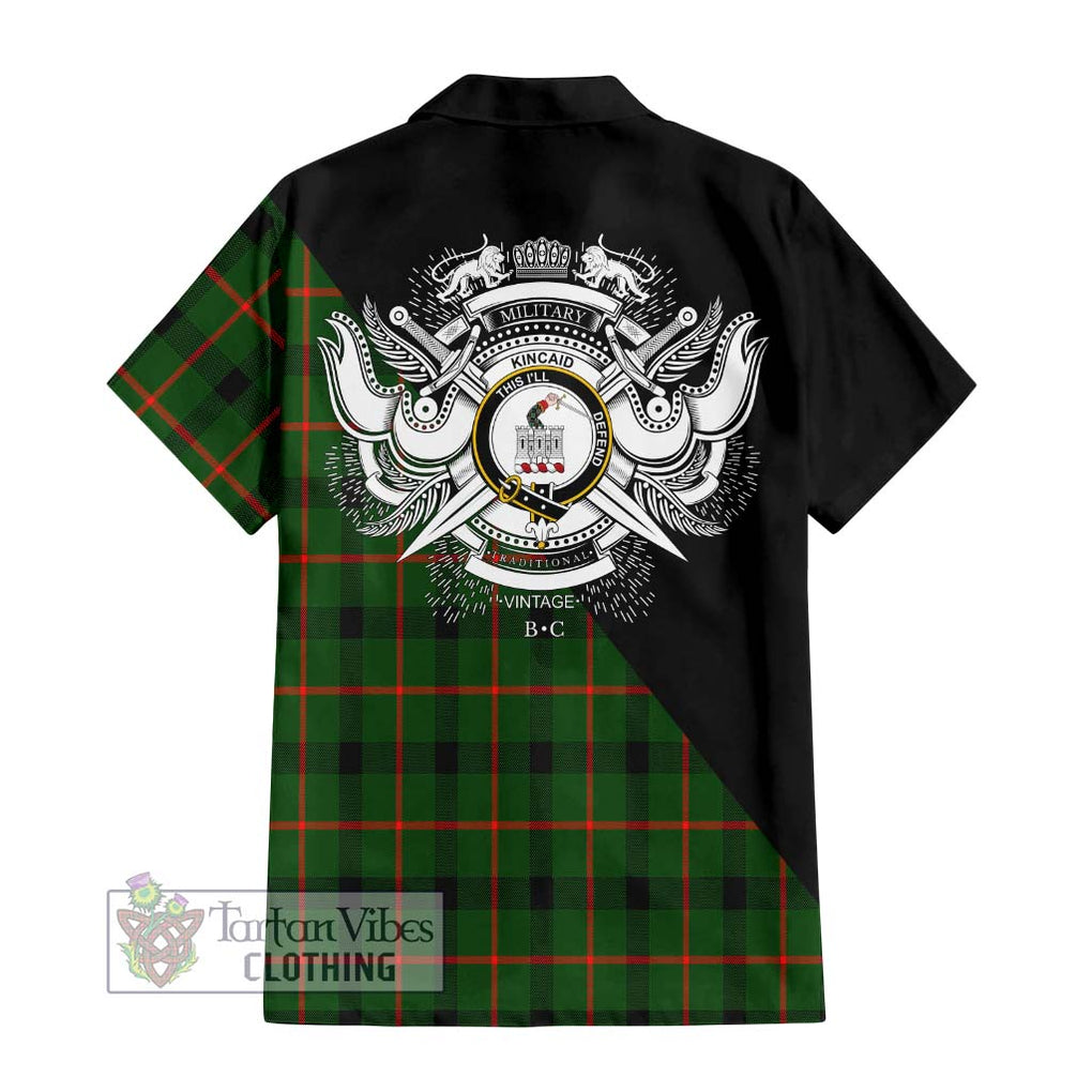 Kincaid Modern Tartan Short Sleeve Button Shirt with Family Crest and Military Logo Style - Tartanvibesclothing Shop