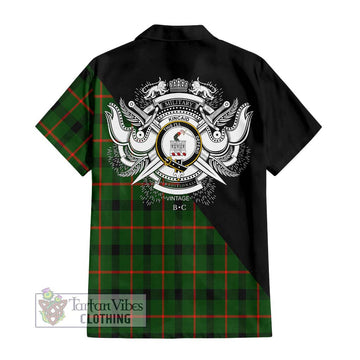 Kincaid Modern Tartan Short Sleeve Button Shirt with Family Crest and Military Logo Style