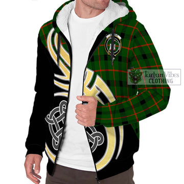 Kincaid Modern Tartan Sherpa Hoodie with Family Crest and Celtic Symbol Style