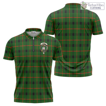 Kincaid Modern Tartan Zipper Polo Shirt with Family Crest