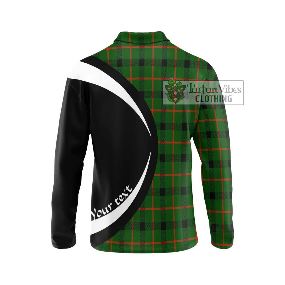 Kincaid Modern Tartan Long Sleeve Polo Shirt with Family Crest Circle Style - Tartan Vibes Clothing