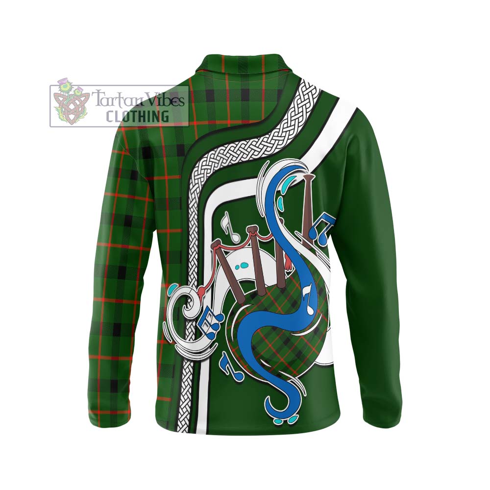 Tartan Vibes Clothing Kincaid Modern Tartan Long Sleeve Polo Shirt with Epic Bagpipe Style