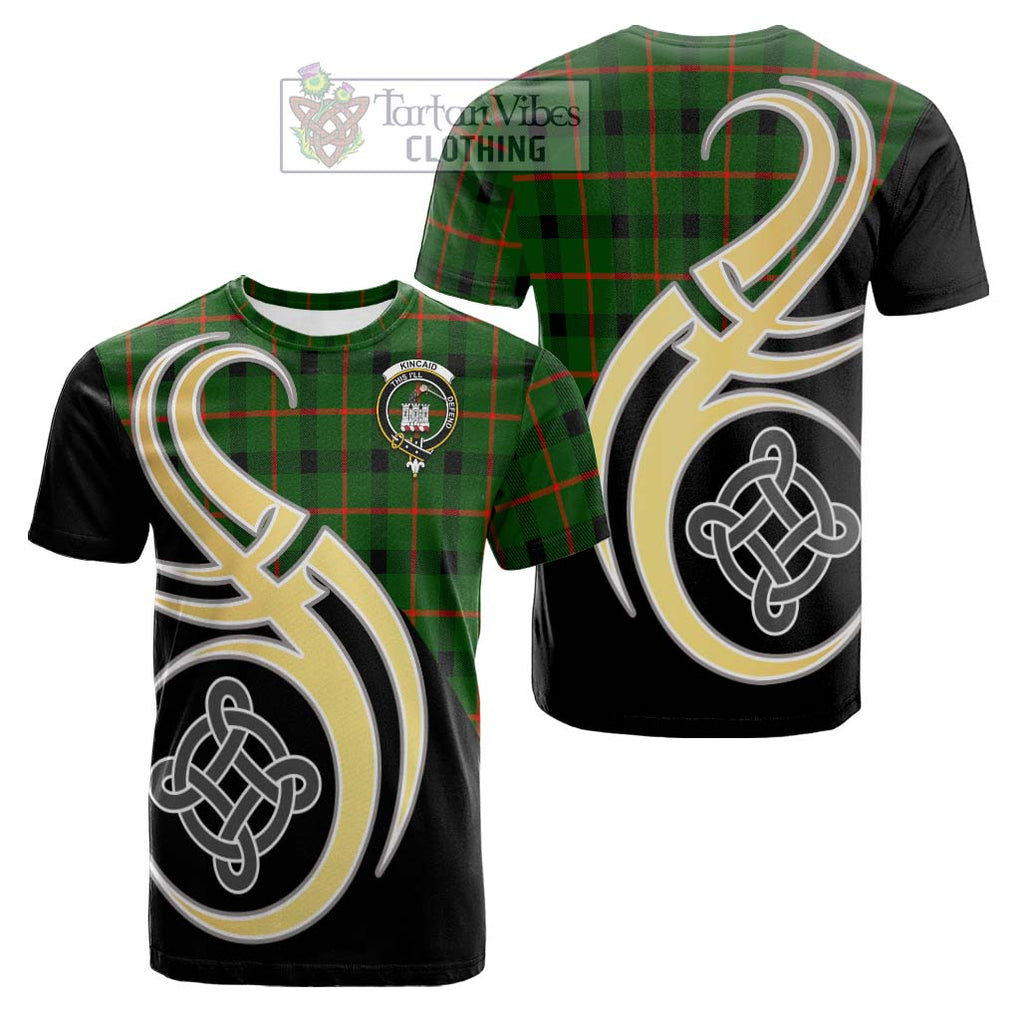 Tartan Vibes Clothing Kincaid Modern Tartan Cotton T-shirt with Family Crest and Celtic Symbol Style