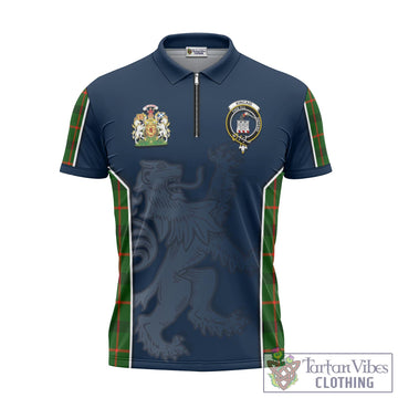 Kincaid Modern Tartan Zipper Polo Shirt with Family Crest and Lion Rampant Vibes Sport Style