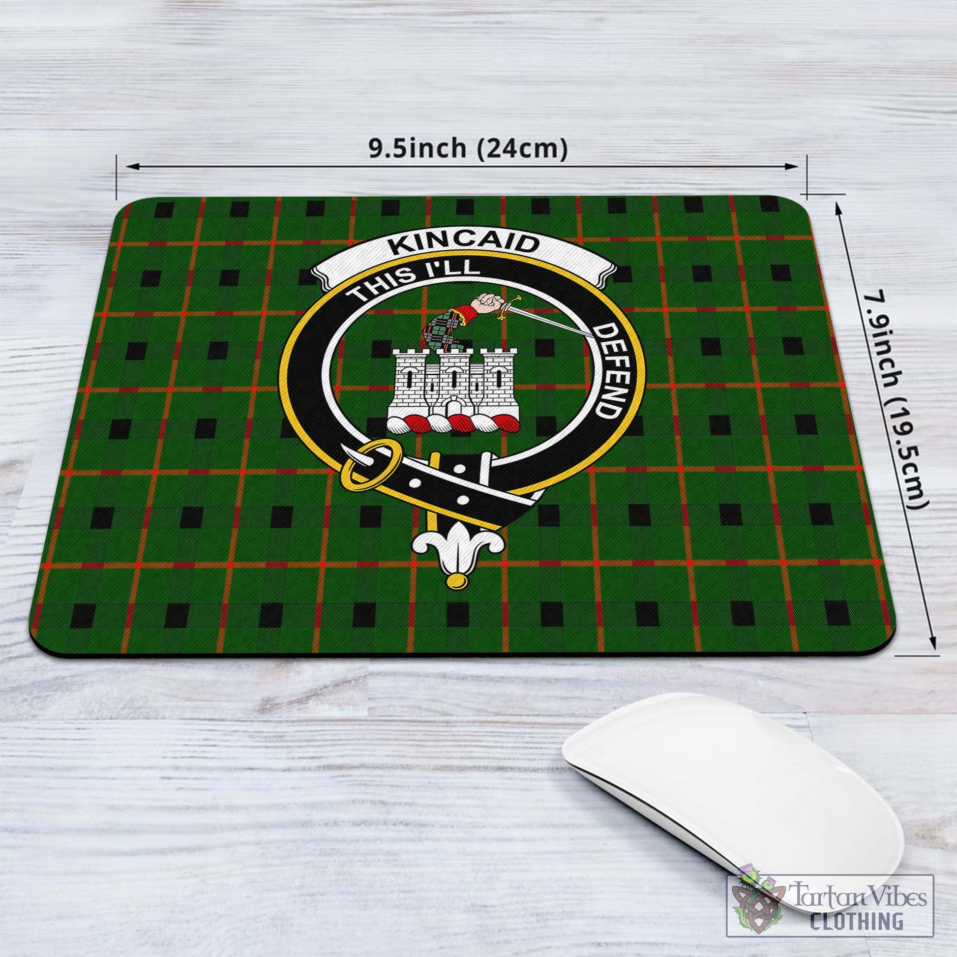 Tartan Vibes Clothing Kincaid Modern Tartan Mouse Pad with Family Crest