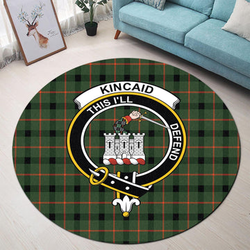 Kincaid Modern Tartan Round Rug with Family Crest
