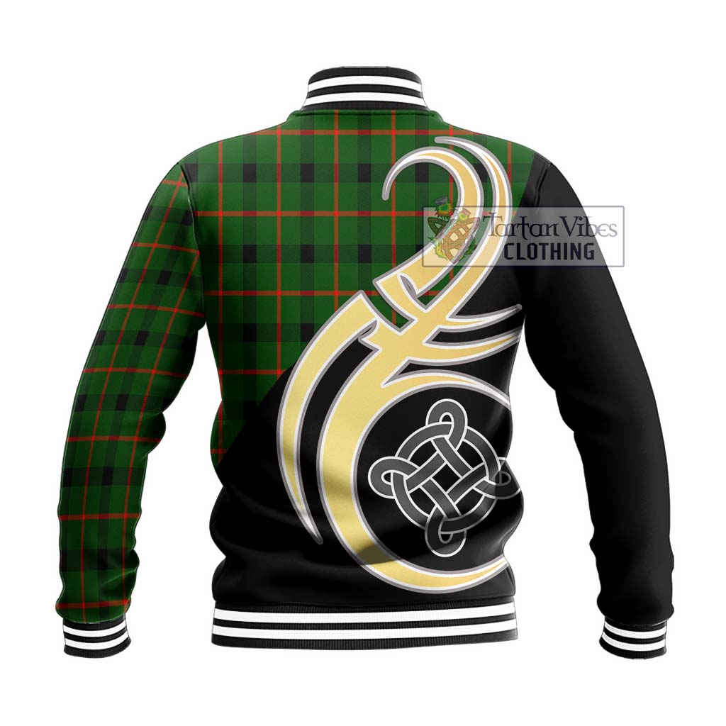 Tartan Vibes Clothing Kincaid Modern Tartan Baseball Jacket with Family Crest and Celtic Symbol Style