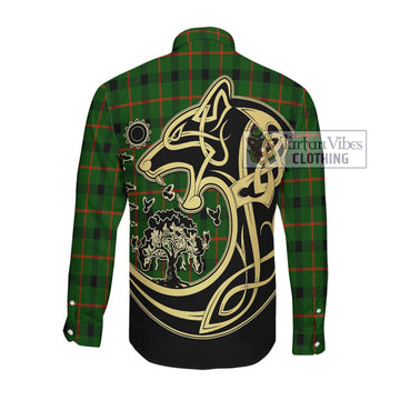 Kincaid Modern Tartan Long Sleeve Button Shirt with Family Crest Celtic Wolf Style