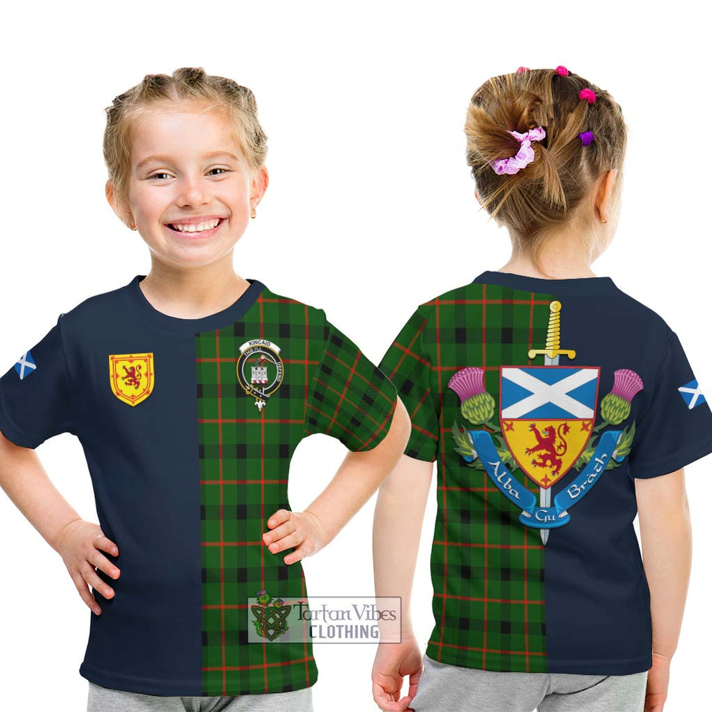 Tartan Vibes Clothing Kincaid Modern Tartan Kid T-Shirt with Scottish Lion Royal Arm Half Style