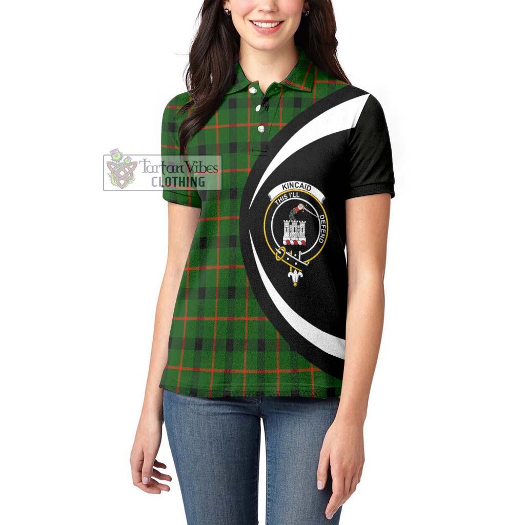 Kincaid Modern Tartan Women's Polo Shirt with Family Crest Circle Style - Tartan Vibes Clothing