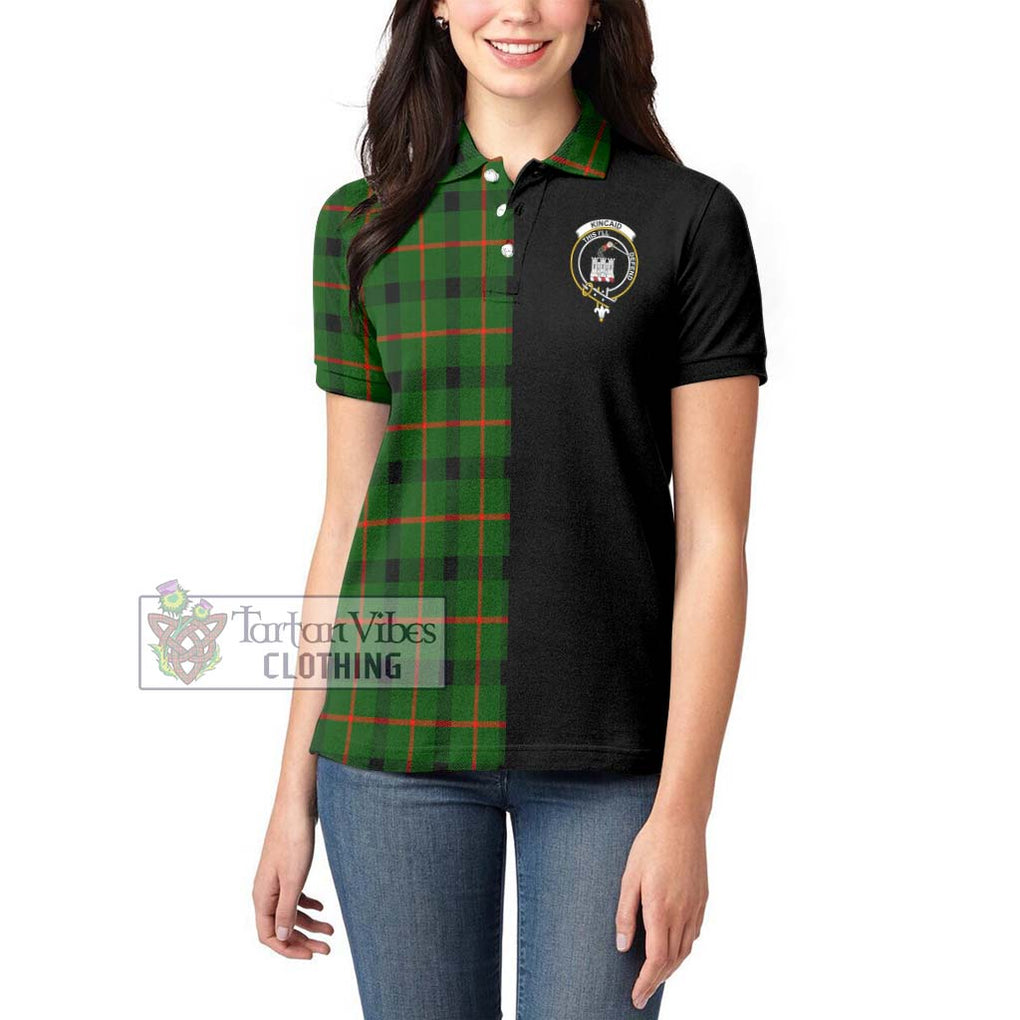 Kincaid Modern Tartan Women's Polo Shirt with Family Crest and Half Of Me Style - Tartanvibesclothing Shop