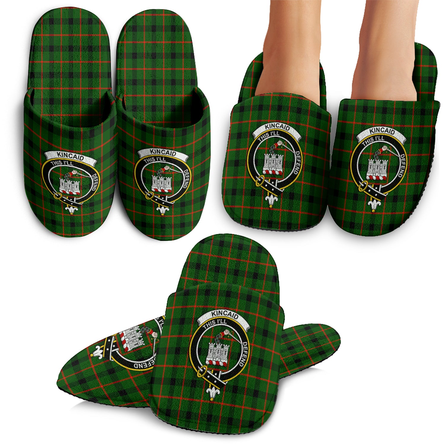 Kincaid Modern Tartan Home Slippers with Family Crest - Tartanvibesclothing