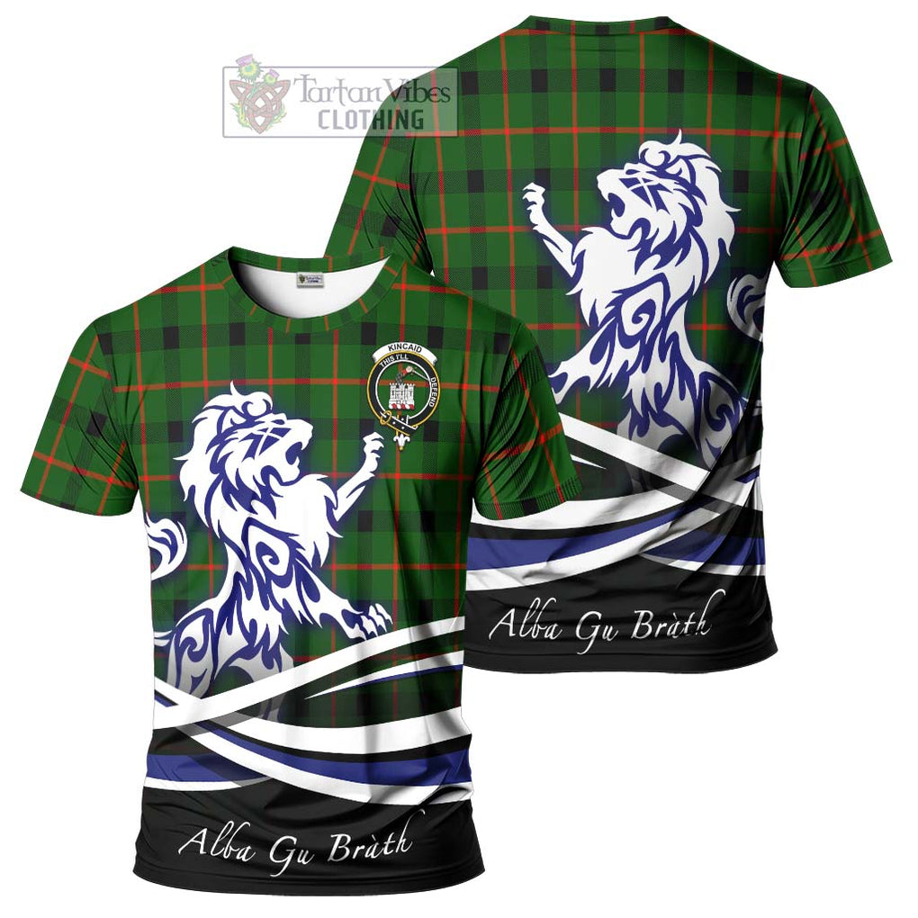 Tartan Vibes Clothing Kincaid Modern Tartan Cotton T-shirt with Alba Gu Brath Regal Lion Emblem