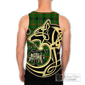 Kincaid Modern Tartan Men's Tank Top with Family Crest Celtic Wolf Style