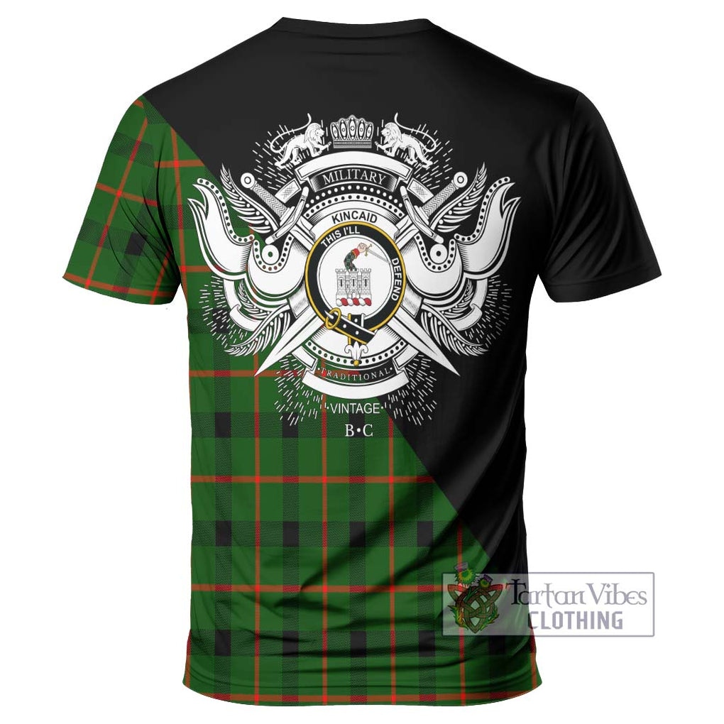 Kincaid Modern Tartan T-Shirt with Family Crest and Military Logo Style - Tartanvibesclothing Shop