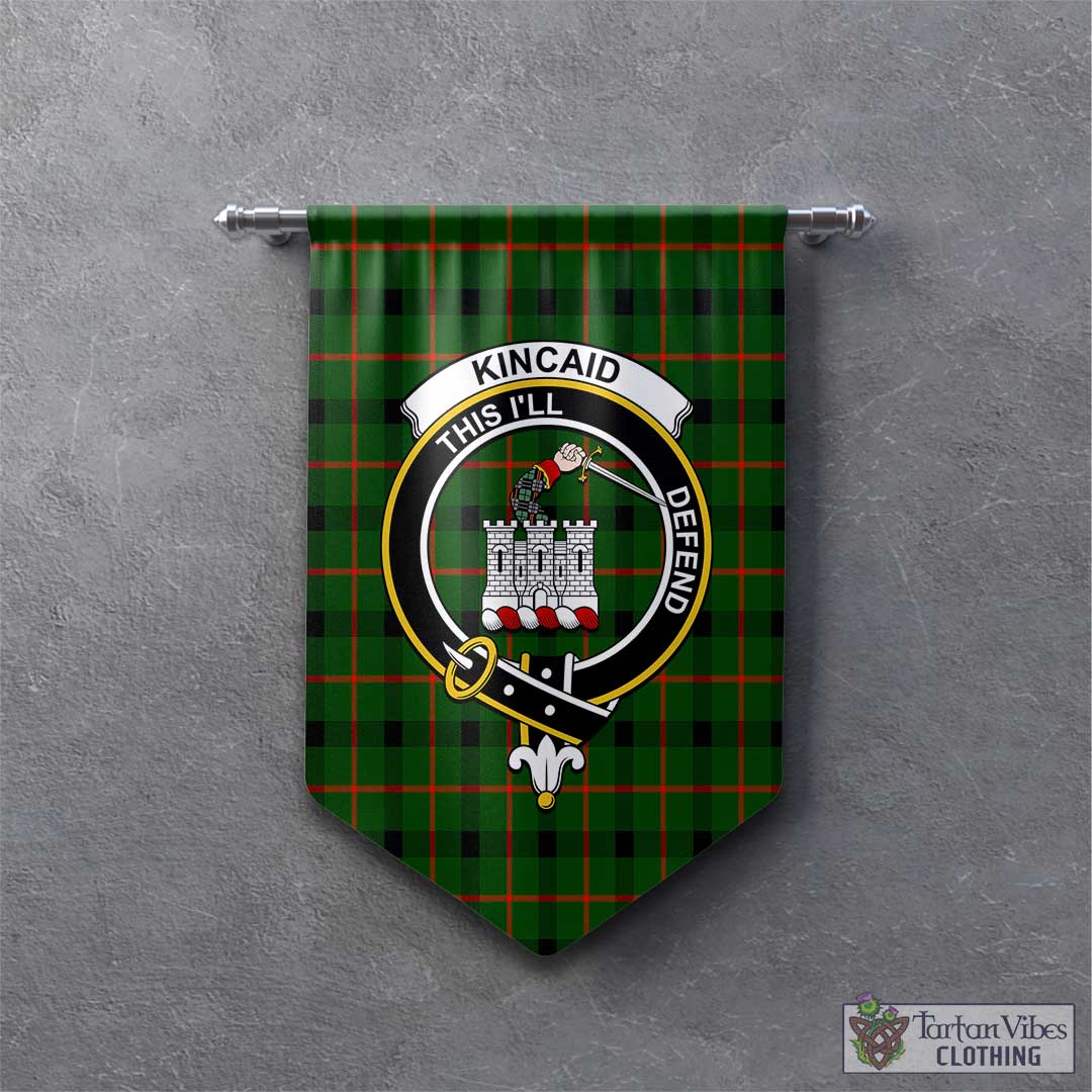 Tartan Vibes Clothing Kincaid Modern Tartan Gonfalon, Tartan Banner with Family Crest