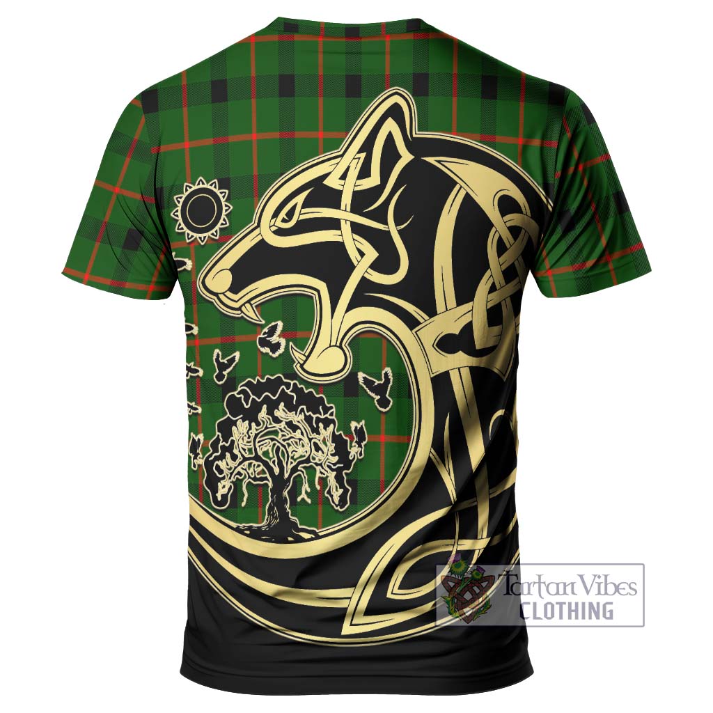 Tartan Vibes Clothing Kincaid Modern Tartan T-Shirt with Family Crest Celtic Wolf Style