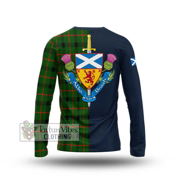 Kincaid Modern Tartan Long Sleeve T-Shirt Alba with Scottish Lion Royal Arm Half Style