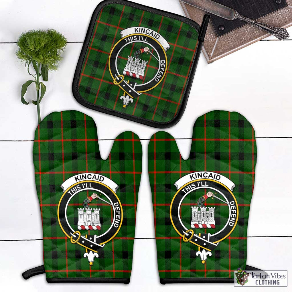 Kincaid Modern Tartan Combo Oven Mitt & Pot-Holder with Family Crest Combo 1 Oven Mitt & 1 Pot-Holder Black - Tartan Vibes Clothing