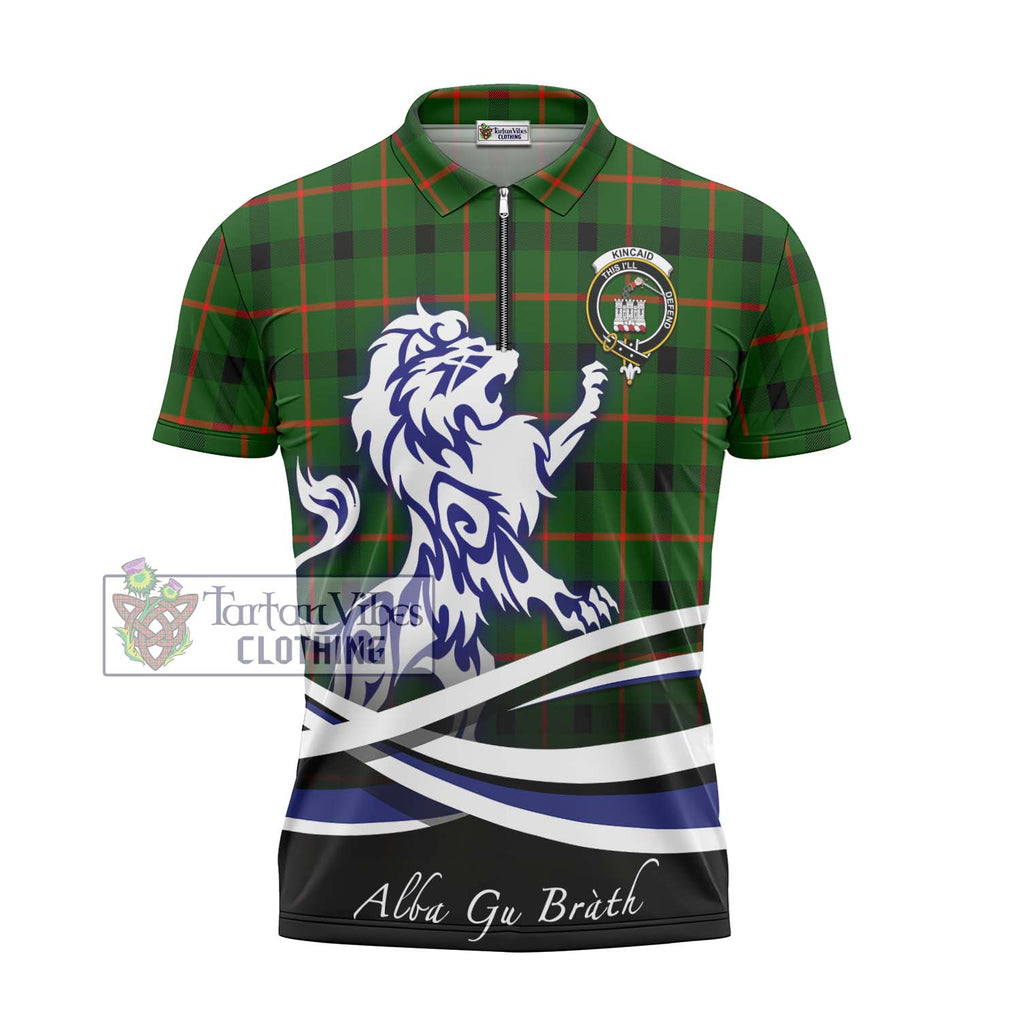 Kincaid Modern Tartan Zipper Polo Shirt with Alba Gu Brath Regal Lion Emblem - Tartanvibesclothing Shop