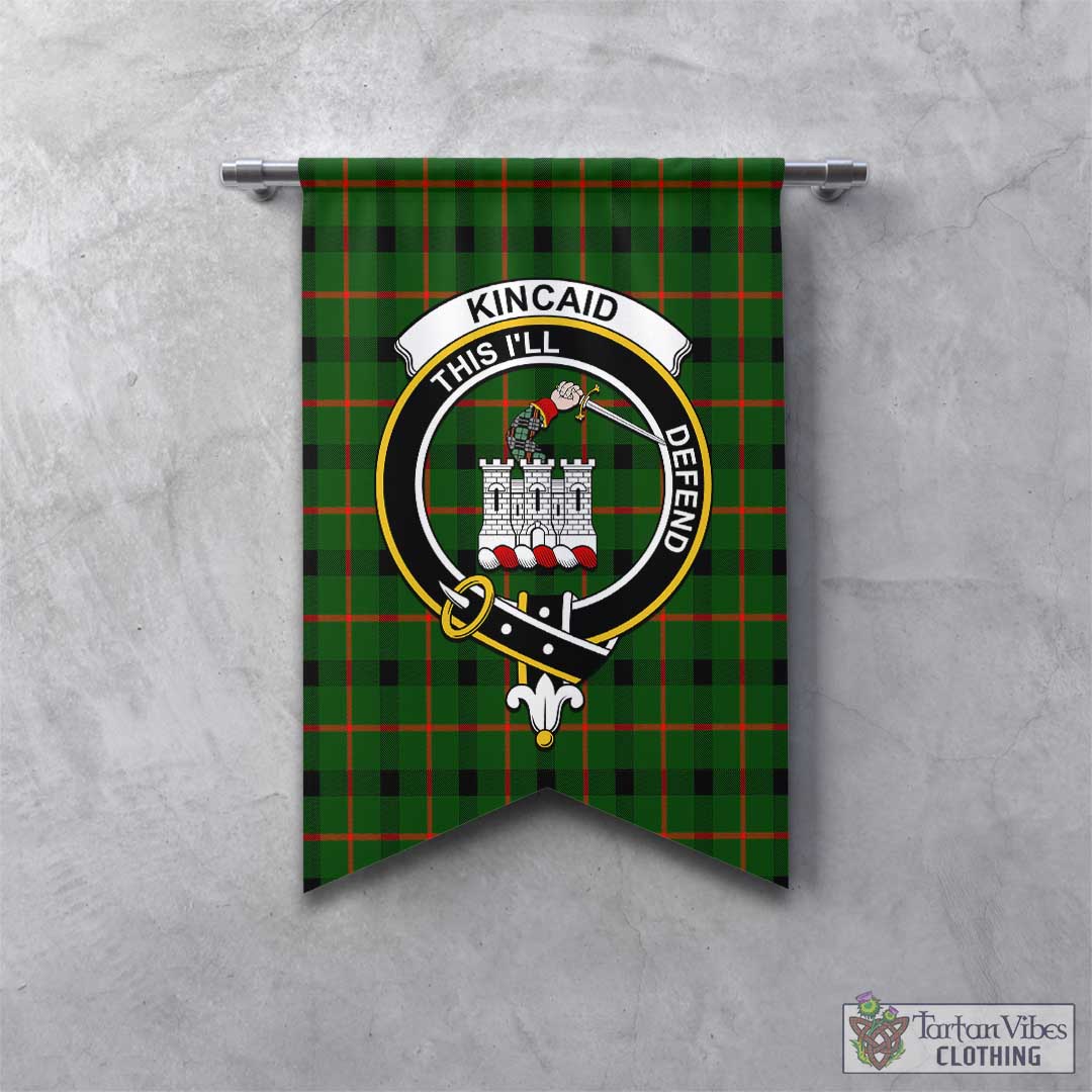 Tartan Vibes Clothing Kincaid Modern Tartan Gonfalon, Tartan Banner with Family Crest