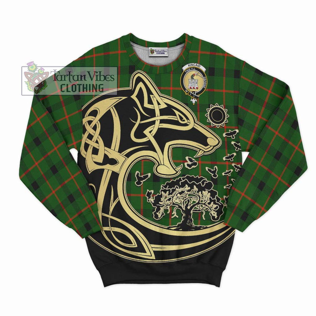 Kincaid Modern Tartan Sweatshirt with Family Crest Celtic Wolf Style - Tartan Vibes Clothing