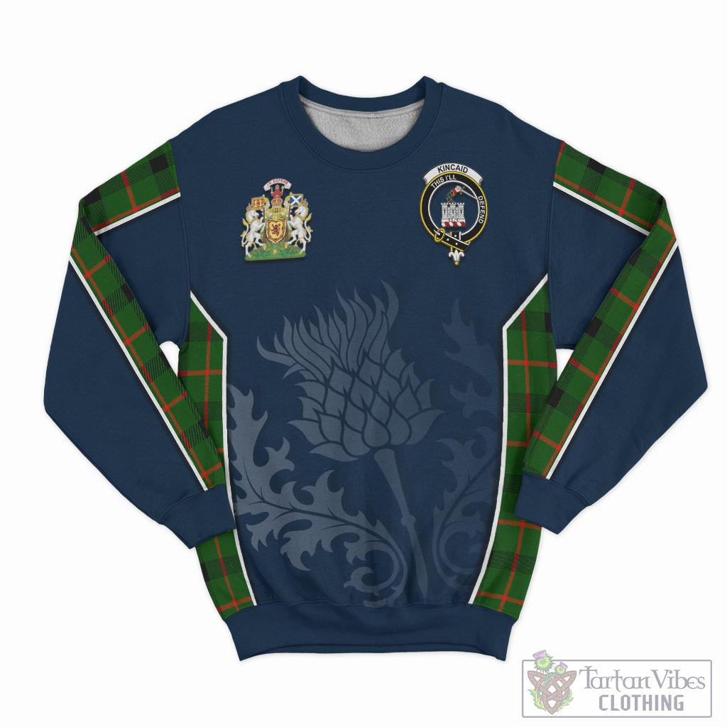 Tartan Vibes Clothing Kincaid Modern Tartan Sweatshirt with Family Crest and Scottish Thistle Vibes Sport Style