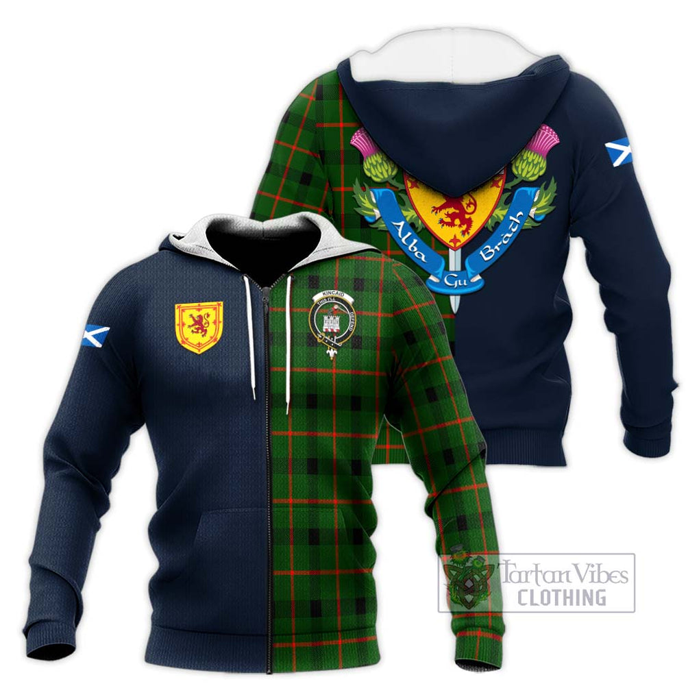 Tartan Vibes Clothing Kincaid Modern Tartan Knitted Hoodie with Scottish Lion Royal Arm Half Style