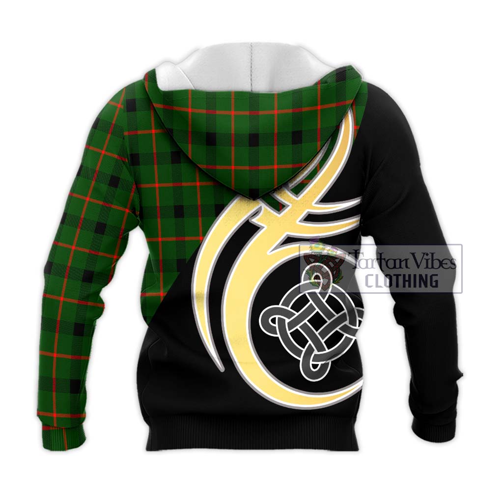 Tartan Vibes Clothing Kincaid Modern Tartan Knitted Hoodie with Family Crest and Celtic Symbol Style