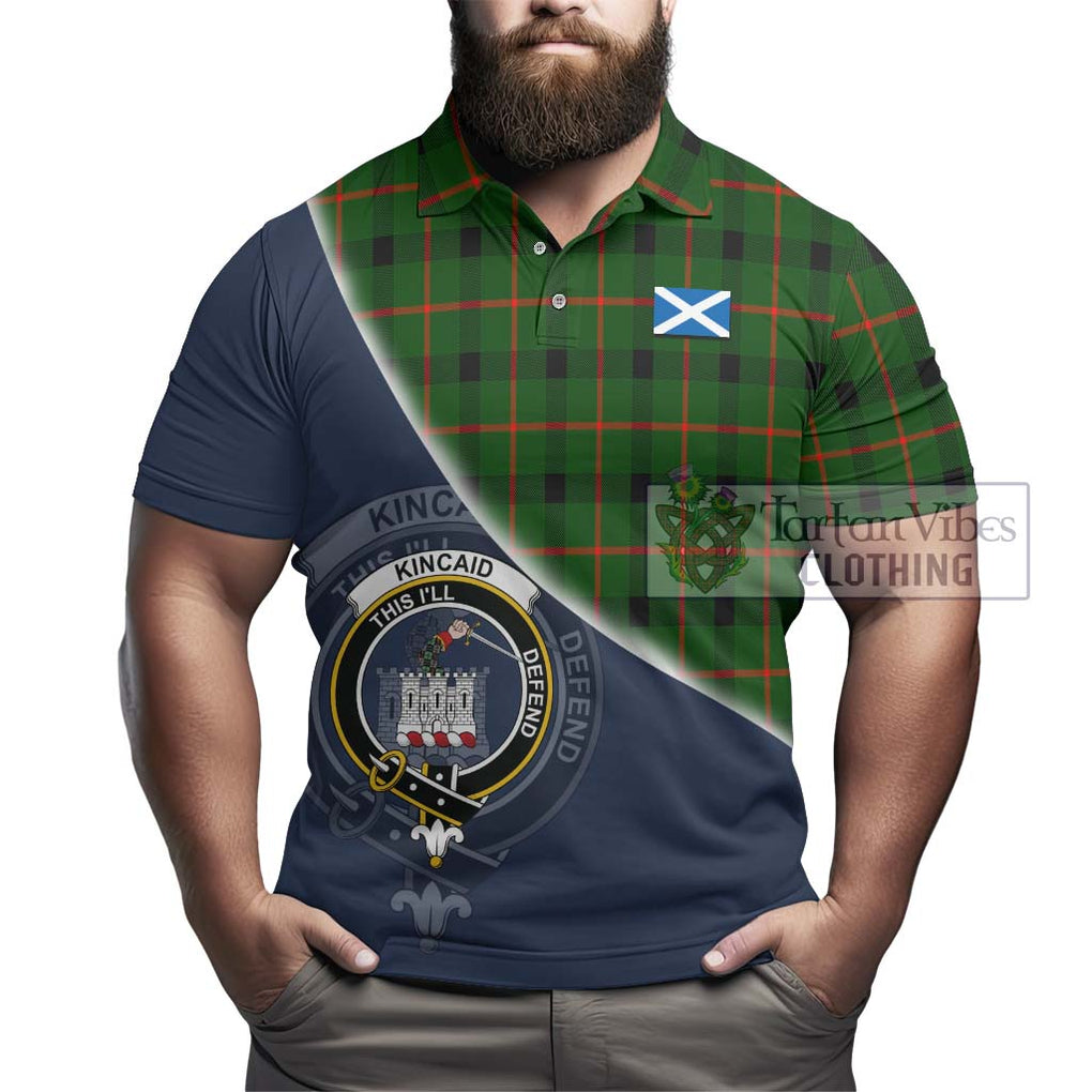 Kincaid Modern Tartan Polo Shirt with Personalised National Flag and Family Crest Half Style - Tartanvibesclothing Shop