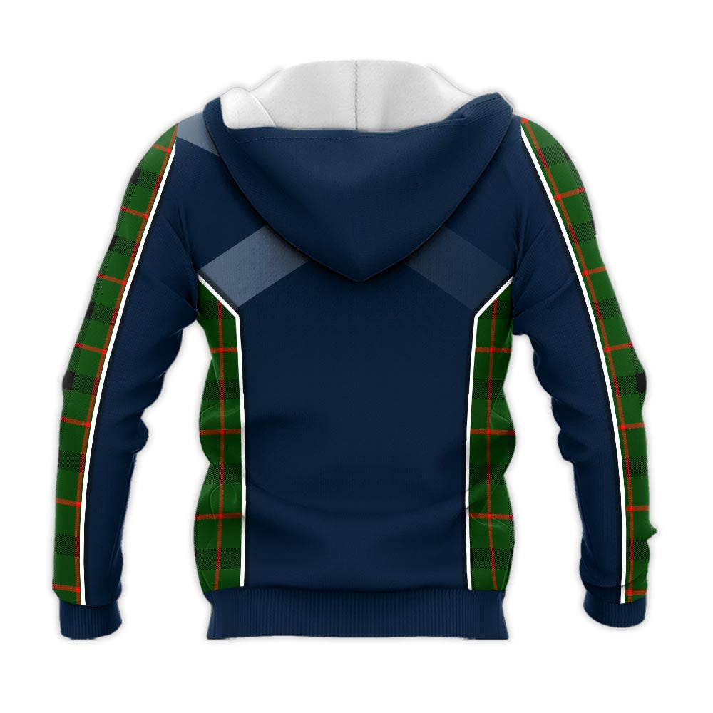 Tartan Vibes Clothing Kincaid Modern Tartan Knitted Hoodie with Family Crest and Scottish Thistle Vibes Sport Style