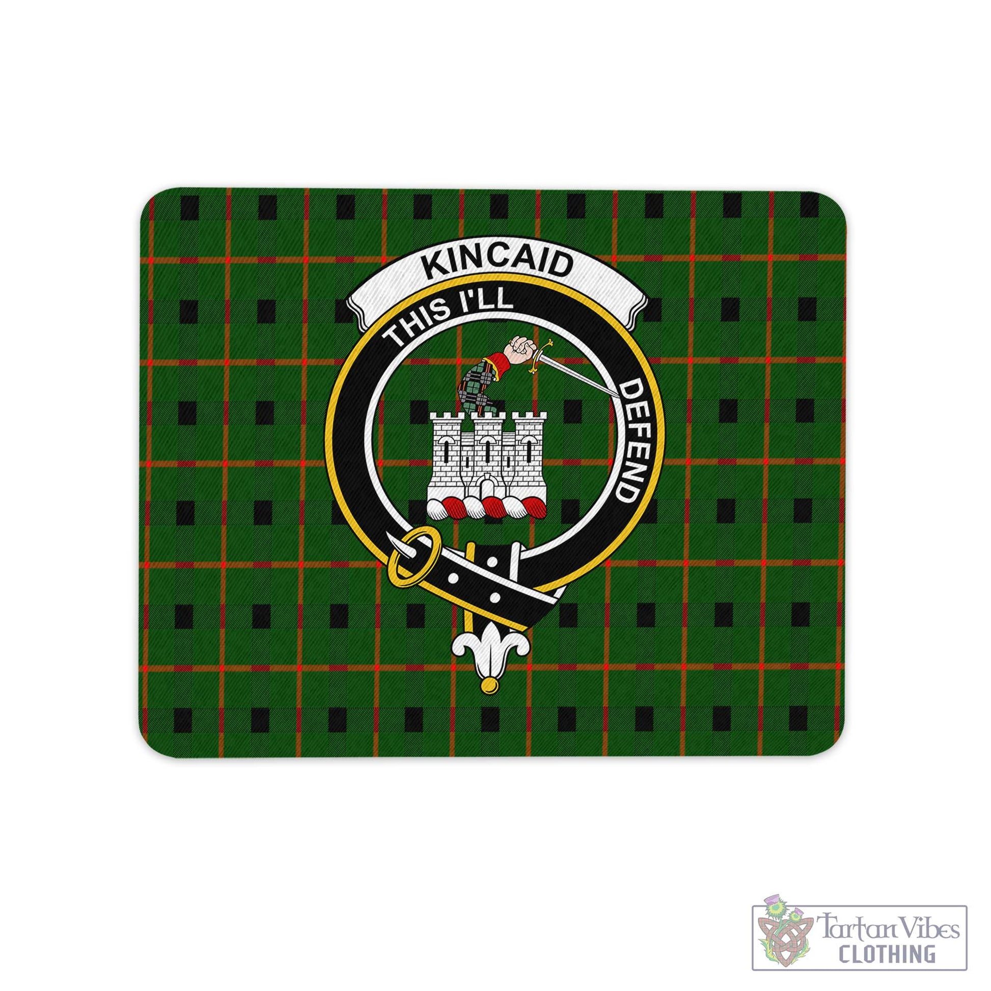 Tartan Vibes Clothing Kincaid Modern Tartan Mouse Pad with Family Crest