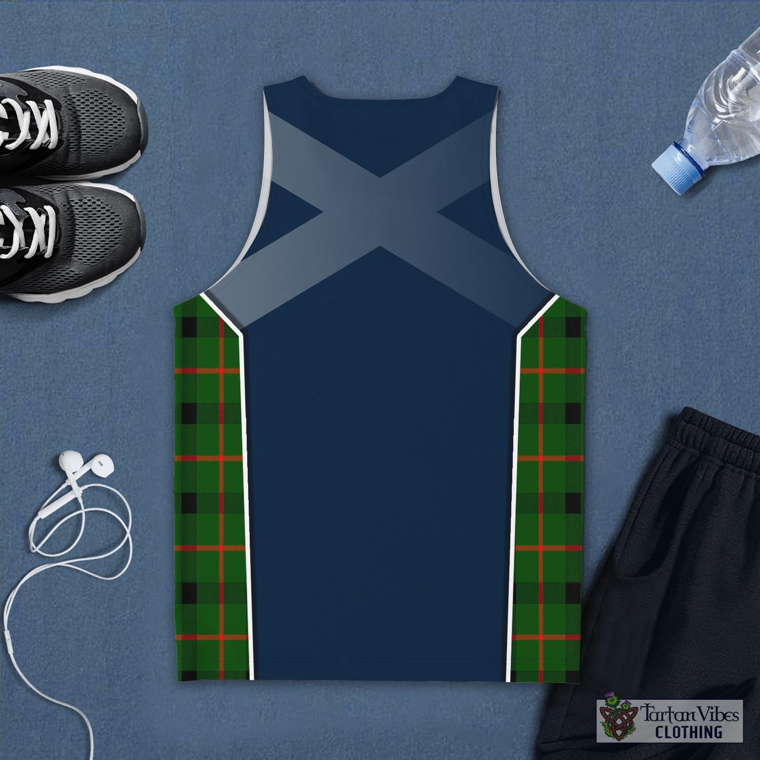 Tartan Vibes Clothing Kincaid Modern Tartan Men's Tanks Top with Family Crest and Scottish Thistle Vibes Sport Style