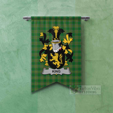 King Irish Clan Tartan Gonfalon, Tartan Banner with Coat of Arms Fishtail - Tartan Vibes Clothing