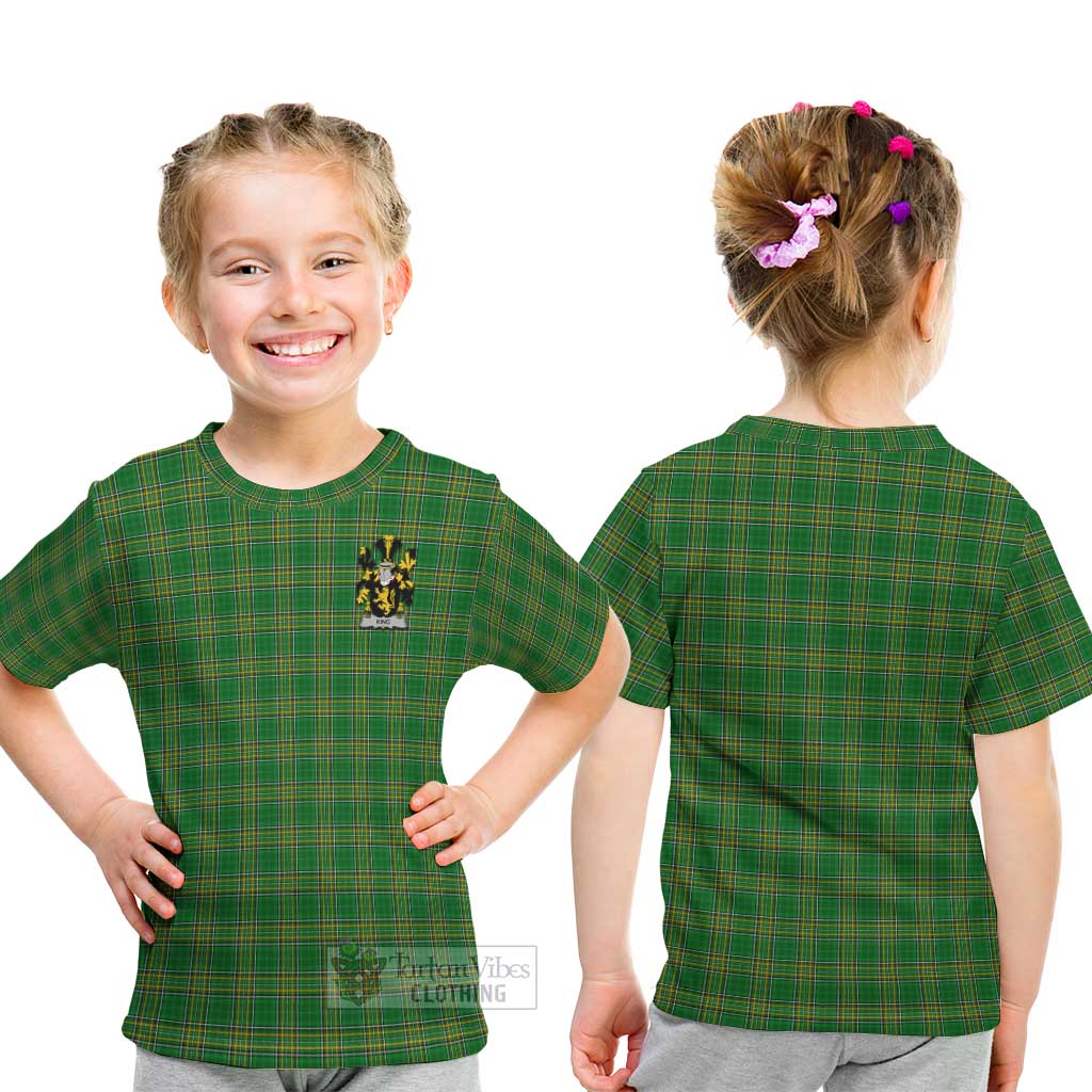 King Irish Clan Tartan Kid T-Shirt with Coat of Arms - Tartan Vibes Clothing