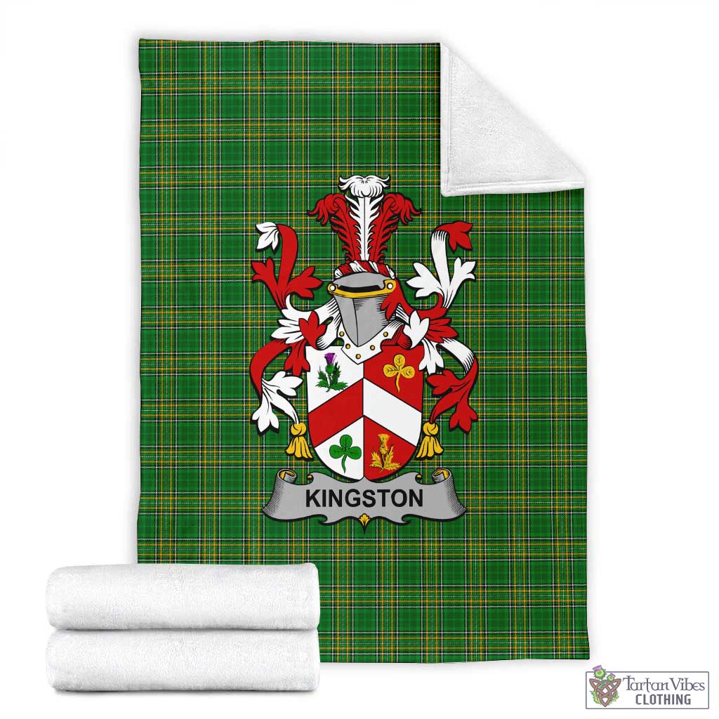 Tartan Vibes Clothing Kingston Irish Clan Tartan Blanket with Coat of Arms