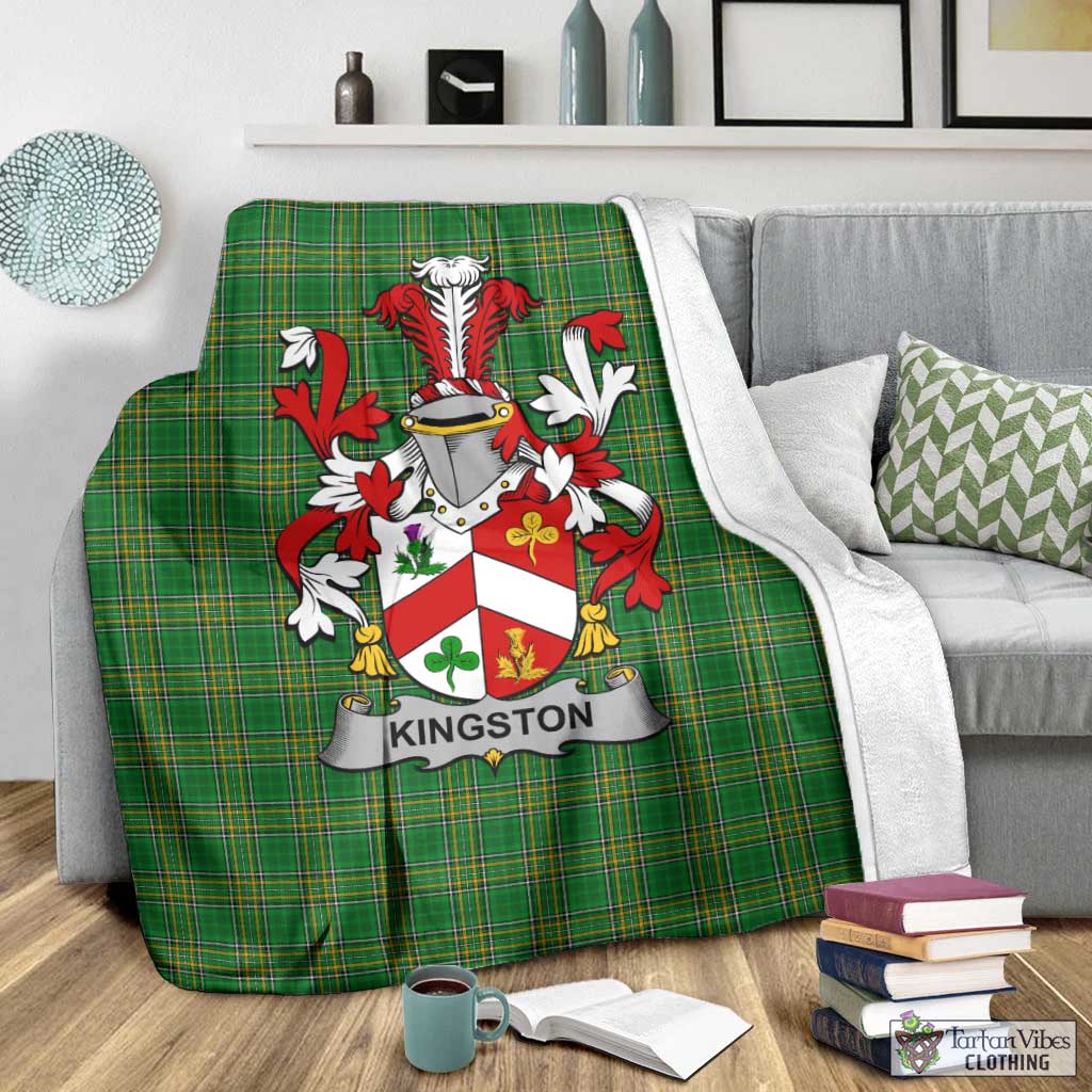 Tartan Vibes Clothing Kingston Irish Clan Tartan Blanket with Coat of Arms