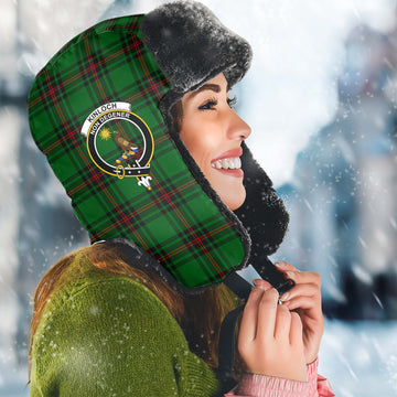 Kinloch Tartan Winter Trapper Hat with Family Crest