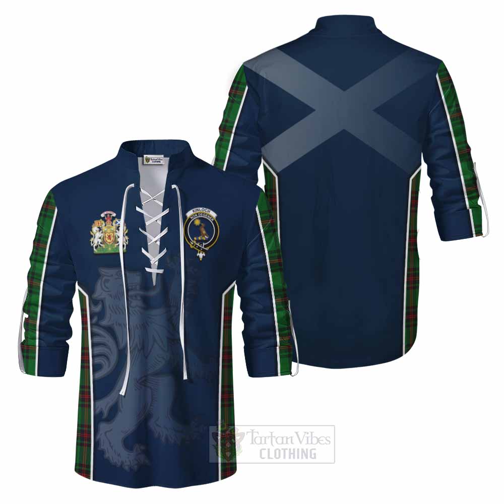 Tartan Vibes Clothing Kinloch Tartan Ghillie Kilt Shirt with Family Crest and Lion Rampant Vibes Sport Style