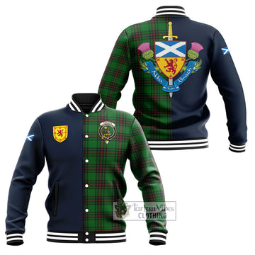 Kinloch Tartan Baseball Jacket Alba with Scottish Lion Royal Arm Half Style Unisex - Tartan Vibes Clothing