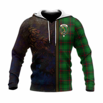 Kinloch Tartan Family Crest Knitted Hoodie Alba Gu Brath Be Brave Lion Ancient Style Unisex Knitted Pullover Hoodie - Tartan Vibes Clothing