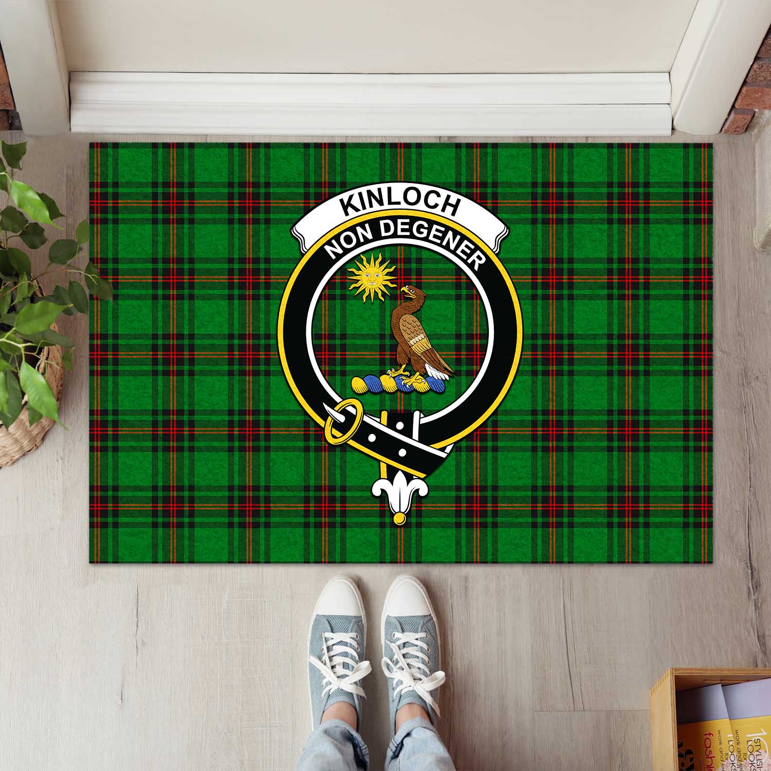 Kinloch Tartan Door Mat with Family Crest - Tartanvibesclothing