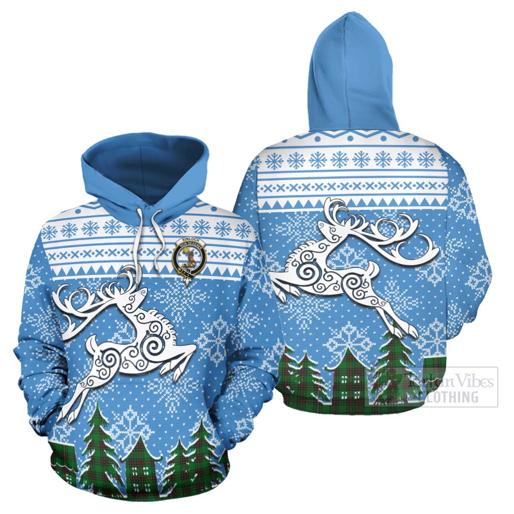 Kinloch Clan Christmas Hoodie Celtic Reindeer Style Zip Hoodie - Tartan Vibes Clothing