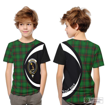 Kinloch Tartan Kid T-Shirt with Family Crest Circle Style