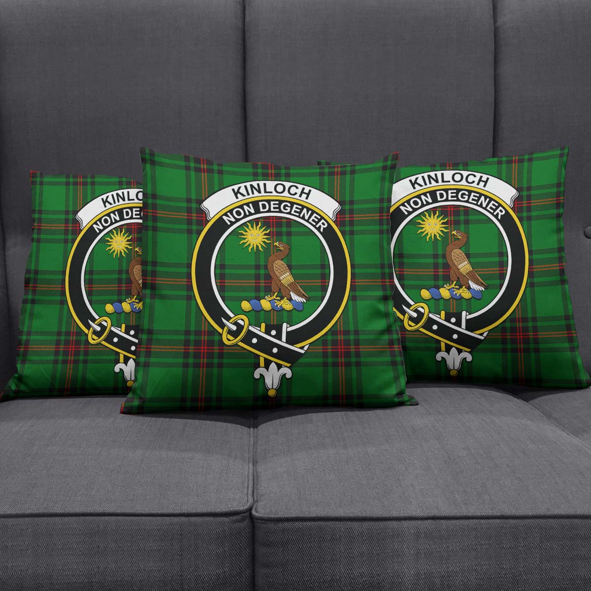 Kinloch Tartan Pillow Cover with Family Crest Square Pillow Cover - Tartanvibesclothing