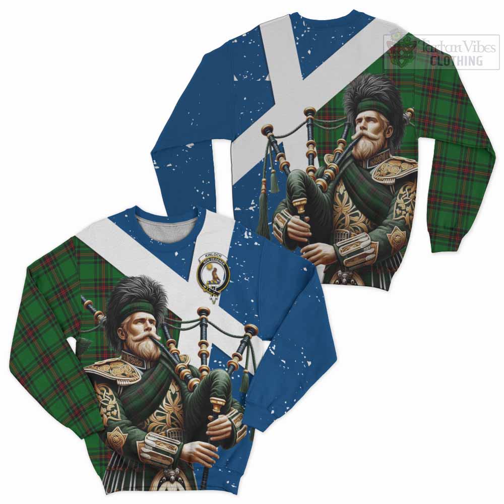 Tartan Vibes Clothing Kinloch Tartan Sweatshirt with Family Crest Scottish Bagpiper Vibes