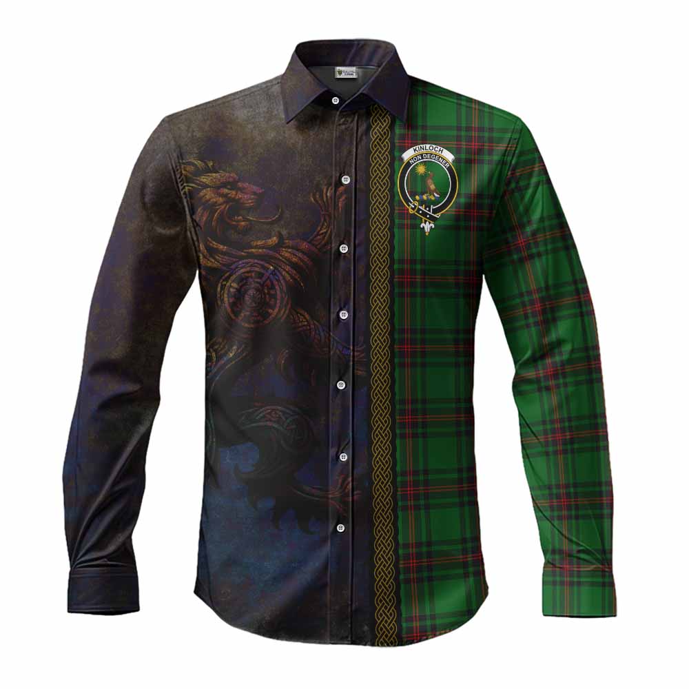 Kinloch Tartan Family Crest Long Sleeve Button Shirt Alba Gu Brath Be Brave Lion Ancient Style Men's Shirt S - Tartan Vibes Clothing