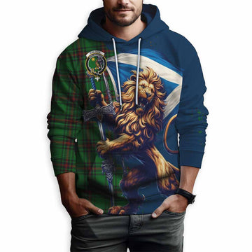 Kinloch Tartan Family Crest Hoodie with Scottish Majestic Lion